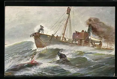 Künstler-AK Christopher Rave: Walfänger auf hoher See
