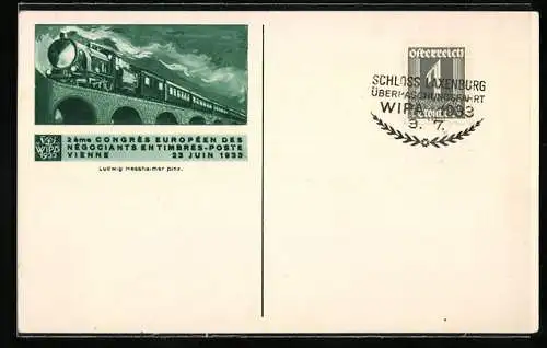 AK Vienne, 2ème Congrès Europeen des Négociants en Timbre-Postes 1933, Chemin de Fer, Ausstellung