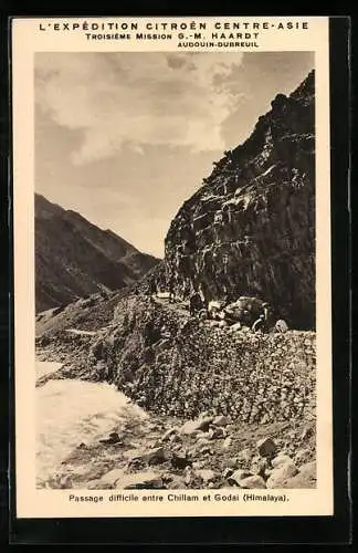 AK Expedition Citroen Centre-Asie, Passage difficile entre Chillam et Godai (Himalaya), Expedition mit dem Auto
