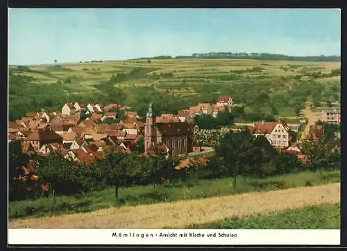 AK Mömlingen, Teilansicht mit Kirche und Schulen