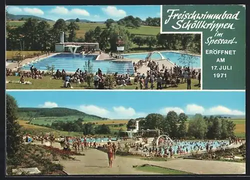 AK Schöllkrippen im Spessart, Freischwimmbad, Eröffnet 1971, Mehrfachansicht