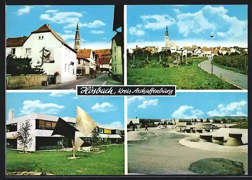 AK Hösbach Kreis Aschaffenburg, Ortsansicht, Schule, Strassenpartie