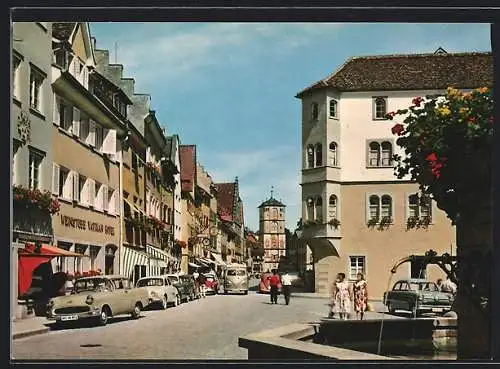 AK Wangen i. Allgäu, Herrenstrasse mit Weinstube Vatikan Hotel