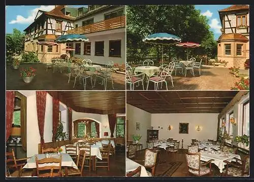 AK Mespelbrunn /Spessart, Schlossgaststätte-Café-Pension Mespelbrunn