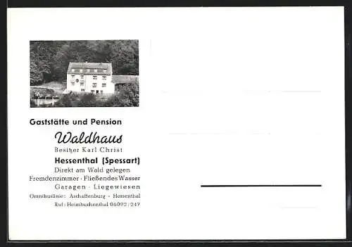 AK Hessenthal /Spessart, Gaststätte und Pension Waldhaus