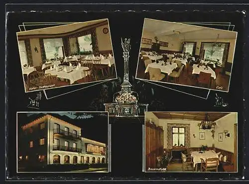 AK Miltenberg am Main, Hotel-Café Schönenbrunnen, Innenansichten Café und Bauernstube