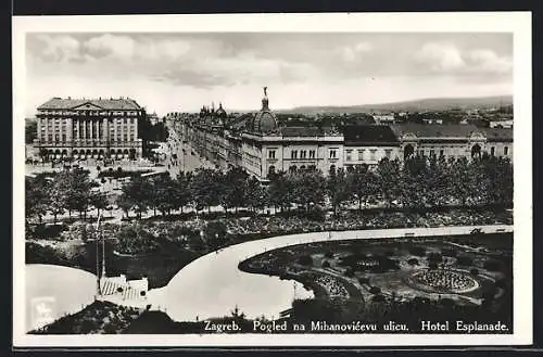 AK Zagreb, Pogled na Mihanovicevu ulicu, Hotel Esplanade
