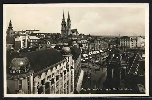 AK Zagreb, Jelacicev trg sa Stolnom crkvom