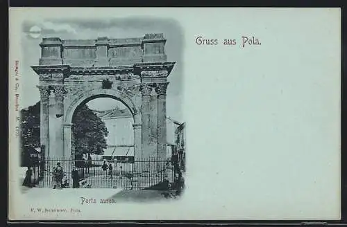 Mondschein-AK Pola, Porta aurea