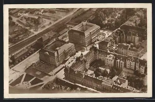 AK Zagreb, Ortspartie vom Flugzeug aus gesehen