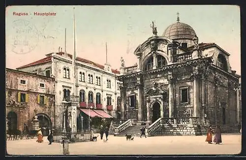 AK Ragusa, Hauptplatz mit Denkmal