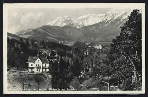 AK Reichenau, Pension Bellevue mit Raxalpe, Berge