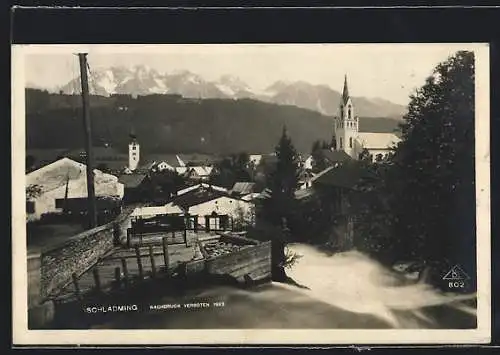 AK Schladming, Ortsansicht mit Kirche