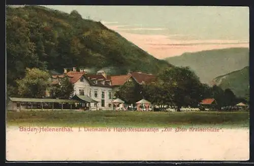 AK Baden-Helenenthal, J. Dietmann`s Hotel-Restaurant Zur alten Krainerhütte