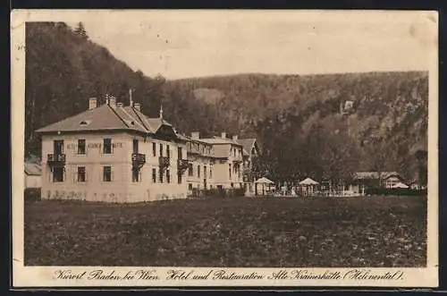 AK Baden bei Wien, Hotel und Restauration Alte Krainerhütte im Helenental