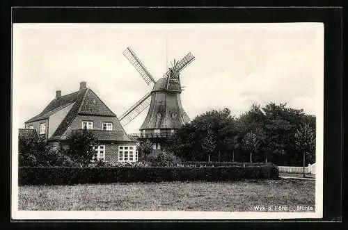 AK Wyk a. Föhr, Windmühle und Wohnhaus