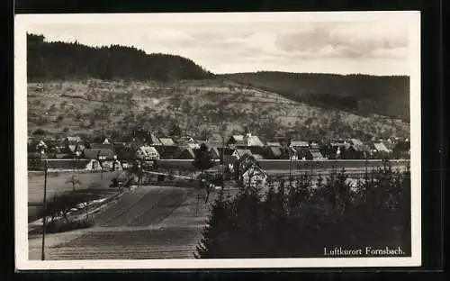 AK Fornsbach, Ortsansicht mit Feldern aus der Vogelschau