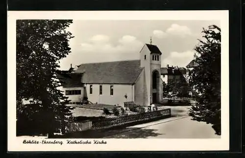 AK Böhlitz-Ehrenberg, Strassenpartie mit Katholischer Kirche