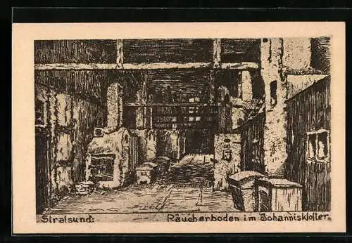 Künstler-AK Stralsund, Räucherboden im Johanniskloster