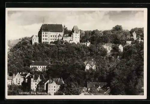 AK Landshut, Teilansicht mit Burg Trausnitz