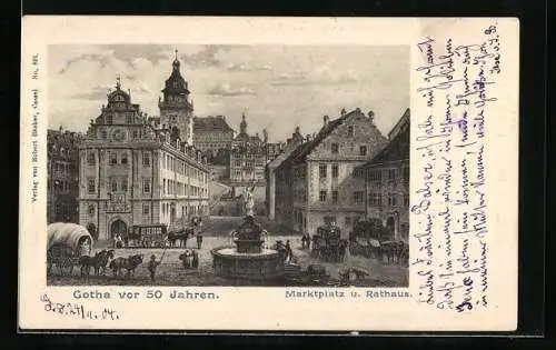 AK Gotha, Marktplatz und Rathaus