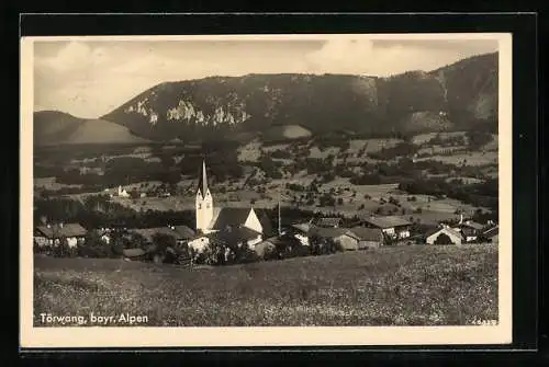 AK Törwang /bayr. Alpen, Ortsansicht mit bewaldetem Bergpanorama