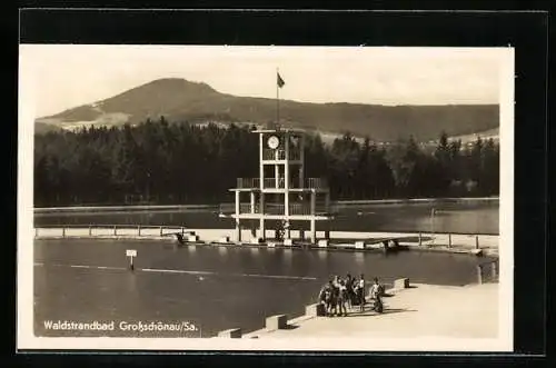 AK Grossschönau i. Sa., Paddelbecken mit 10 m Sprungturm