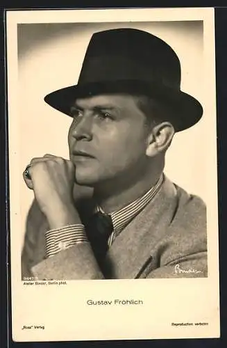 AK Schauspieler Gustav Fröhlich mit Hut
