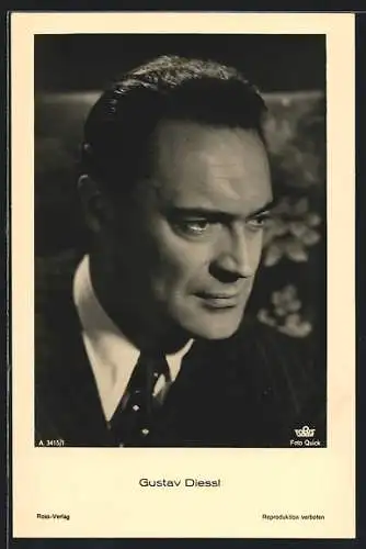 AK Schauspieler Gustav Diessl im Portrait zur Seite blickend