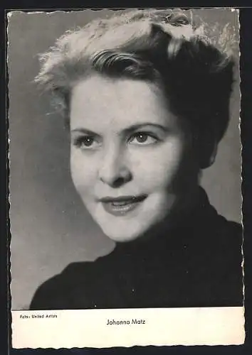 AK Schauspielerin Johanna Matz in schwarzweiss fotografiert