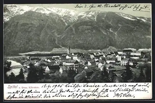 AK Spital a. Drau, Ortsansicht mit Bergpanorama