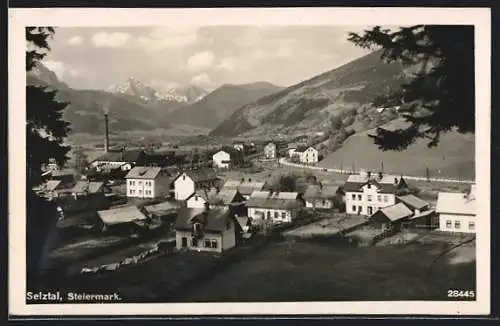 AK Selztal /Stmk., Ortsansicht mit Bergpanorama