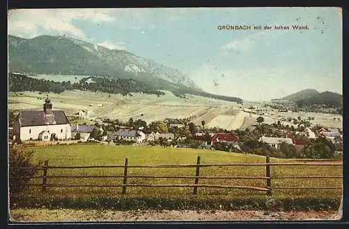 AK Grünbach /N.Ö., Ortsansicht mit der Hohen Wand