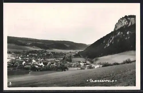 AK Gleissenfeld /N.Ö., Ortsansicht mit Bergwand