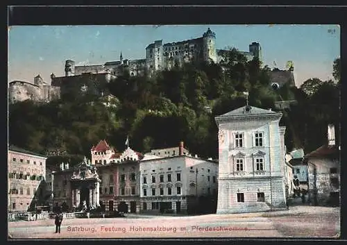 AK Salzburg, Festung Hohensalzburg m. Pferdeschwemme
