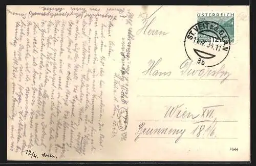 AK St. Veit a. d. Glan, Ortsansicht aus der Vogelschau