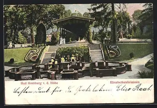 AK Bad Homburg v. d. Höhe, Park mit Elisabethenbrunnen