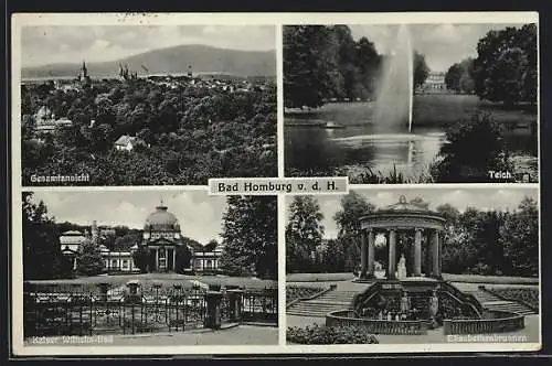 AK Bad Homburg v. d. H., Kaiser Wilhelm-Bad, Elisabethenbrunnen und Teich