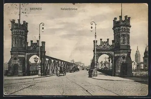 AK Bremen, Kaiserbrücke mit Kutschen