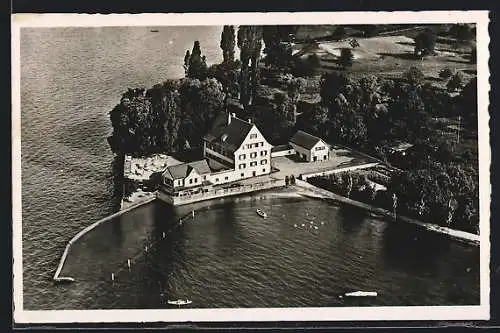 AK Bottighofen, Strandhotel Schlössli aus der Vogelschau