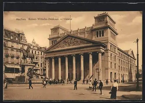 AK Aachen, Kaiser Wilhelm-Denkmal und Theater