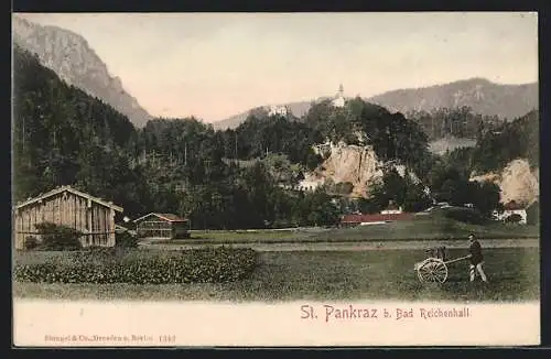 AK St. Pankraz b. Bad Reichenhall, Festung und Kirche auf Anhöhen