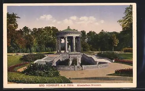 AK Bad Homburg v. d. Höhe, Park mit Elisabeth-Brunnen