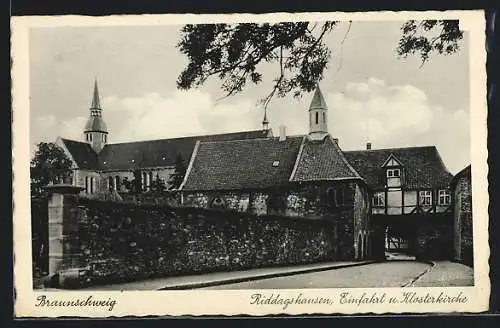 AK Riddagshausen /Braunschweig, Einfahrt und Klosterkirche