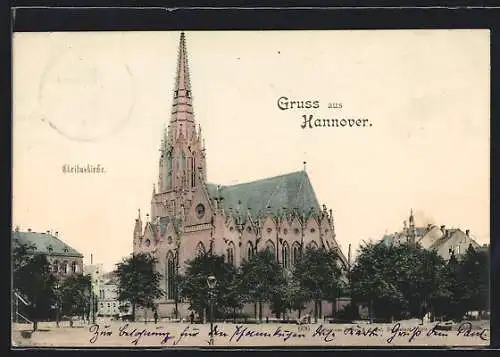 AK Hannover, Christuskirche mit Strassenpartie