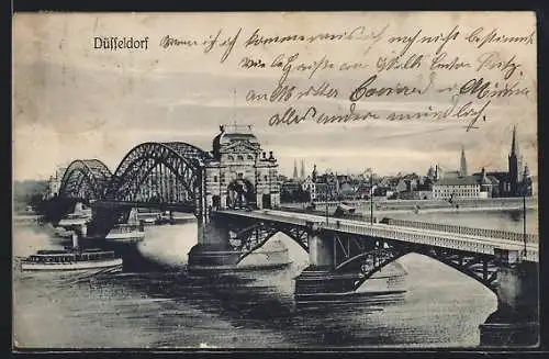 AK Düsseldorf, Teilansicht mit Brücke