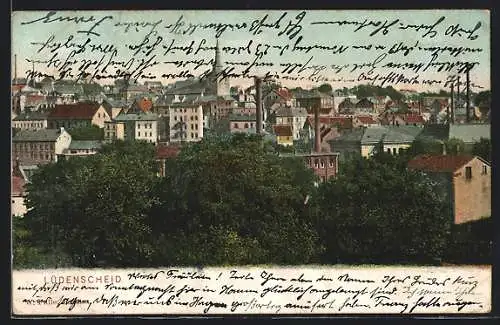 AK Lüdenscheid, Ortsansicht mit Fabrikschornsteinen