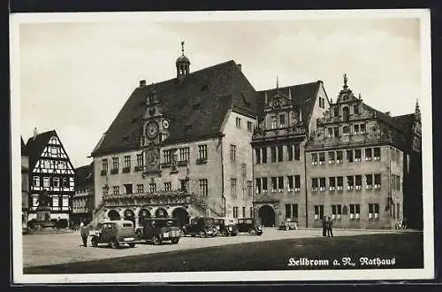 AK Heilbronn a. N., Rathaus mit parkenden Autos