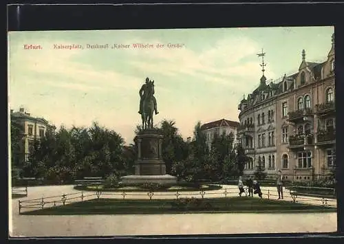 AK Erfurt, Kaiserplatz mit Denkmal Kaiser Wilhelm der Grosse