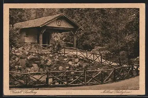 AK Kastell Saalburg, Mithras-Heiligtum im Wald